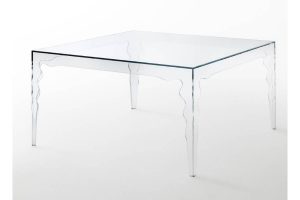 Jabot: tavolo quadrato in cristallo trasparente - Glas Italia