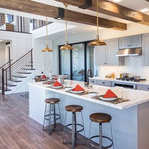 lighting with beams modern kitchen