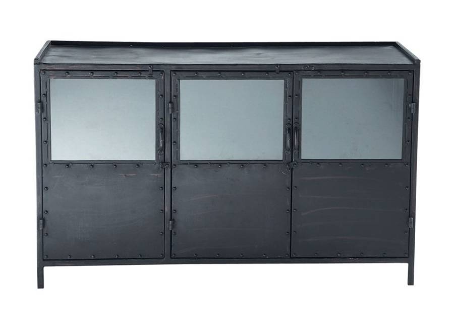 Metal sideboard with glass doors
